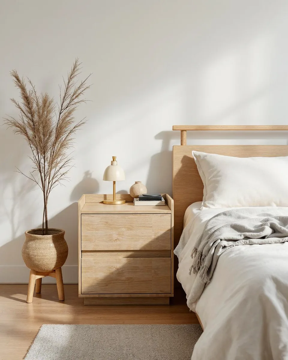 Niso Bedside Table, Oak