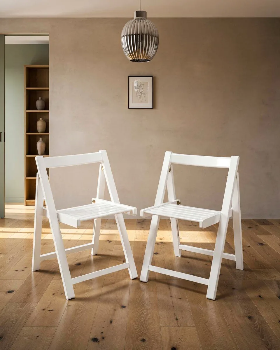 Lekka Foldable Dining Chair, White, Set of 2